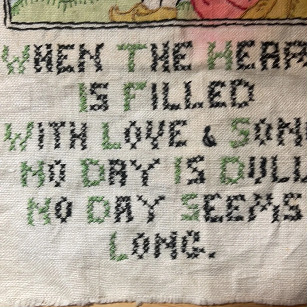 Handmade vintage cross stitch tapestry not framed